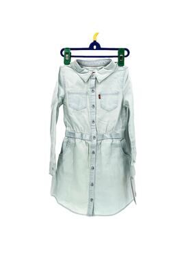 NEW Levi's Girls Chambray Shirt Dress Long Sleeve Light Blue Sz 5 Small 4 - 5yrs